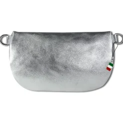 Florence Echtleder Gürteltasche Damen silber metallic Bauchtasche Jugend OTF807J