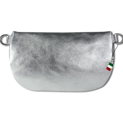 Florence Echtleder Gürteltasche Damen silber metallic Bauchtasche Jugend OTF807J