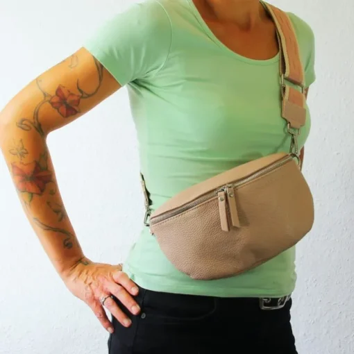 Florence Echtleder Gürteltasche Damen pastell rosa Bauchtasche Jugend OTF807A
