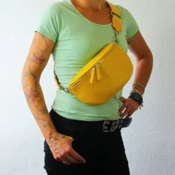 Florence Echtleder Gürteltasche Damen gelb Bauchtasche Jugend Damen OTF807Y
