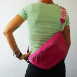 Florence Echtleder Gürteltasche Damen extra große fuchsia Bauchtasche Jugend OTF821P