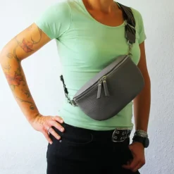 Florence Echtleder Gürteltasche Damen grau Bauchtasche Jugend Damen OTF807K