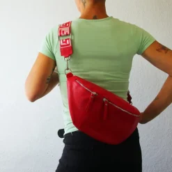 Florence Echtleder Gürteltasche Damen extra groß rot Bauchtasche Jugend OTF821R