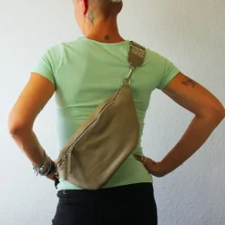 Florence Echtleder Gürteltasche Damen extra groß taupe Bauchtasche Jugend OTF821N