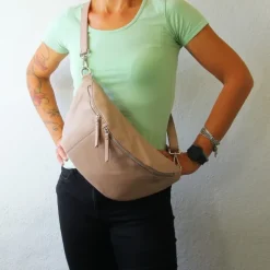 Florence Echtleder Gürteltasche extra groß Damen rosa Bauchtasche Jugend OTF820A