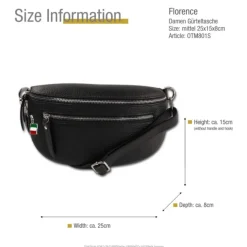 Florence Echtleder Gürteltasche Damen schwarz Bauchtasche OTM801S