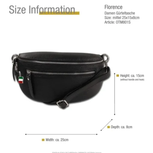 Florence Echtleder Gürteltasche Damen schwarz Bauchtasche OTM801S