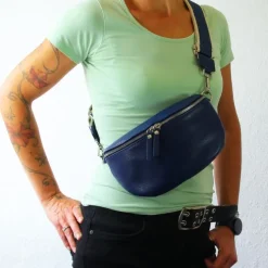 Florence Echtleder Gürteltasche Damen dunkelblau Bauchtasche Jugend OTF807B