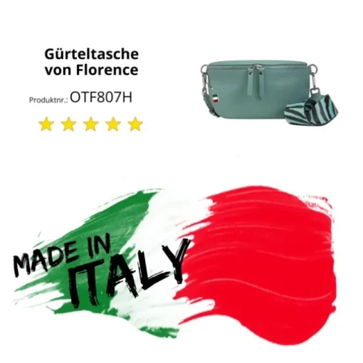 Florence Echtleder Gürteltasche Damen hellblau Bauchtasche Jugend OTF807H