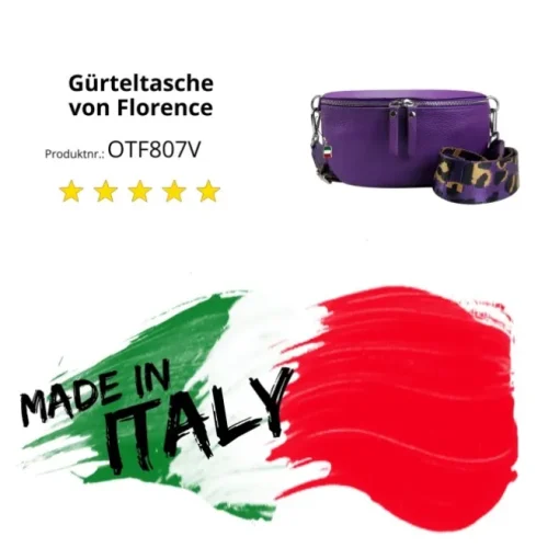 Florence Echtleder Gürteltasche Damen violett Bauchtasche Jugend OTF807V