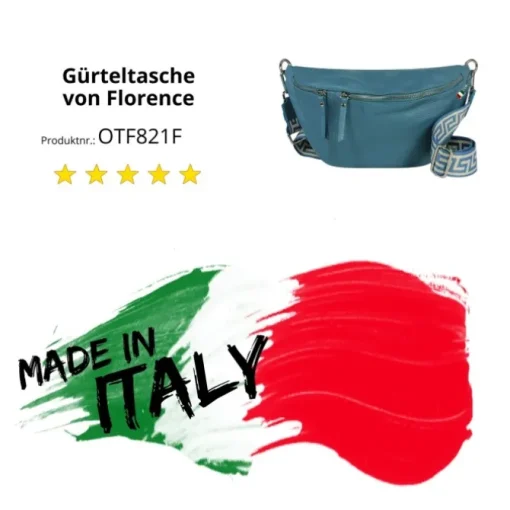 Florence Echtleder Gürteltasche Damen extra groß jeansblau Bauchtasche Jugend OTF821F