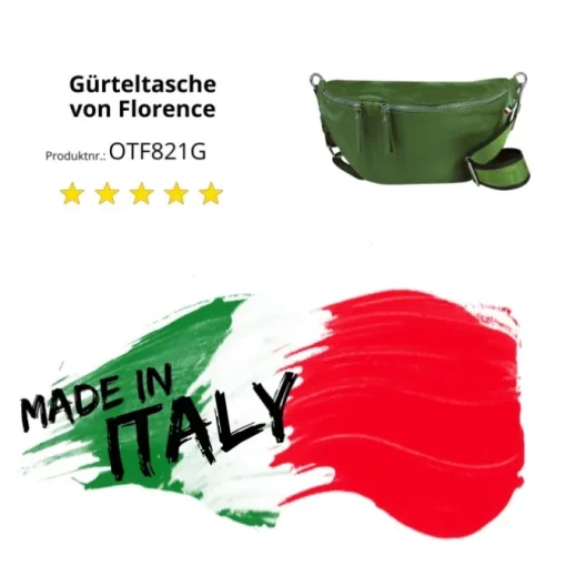 Florence Echtleder Gürteltasche Damen extra groß grün Bauchtasche Jugend OTF821G