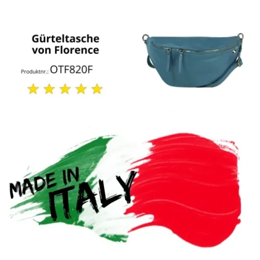 Florence Echtleder Gürteltasche extra groß Damen jeansblau Bauchtasche Jugend OTF820F