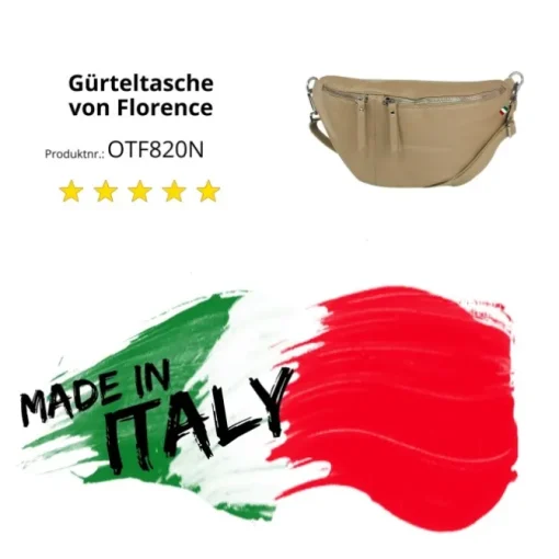 Florence Echtleder Gürteltasche extra groß Damen taupe Bauchtasche Jugend OTF820N