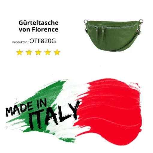 Florence Echtleder Gürteltasche extra groß Damen grün Bauchtasche Jugend OTF820G
