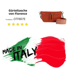 Florence Echtleder Gürteltasche Damen papaya orange Bauchtasche Jugend OTF807E