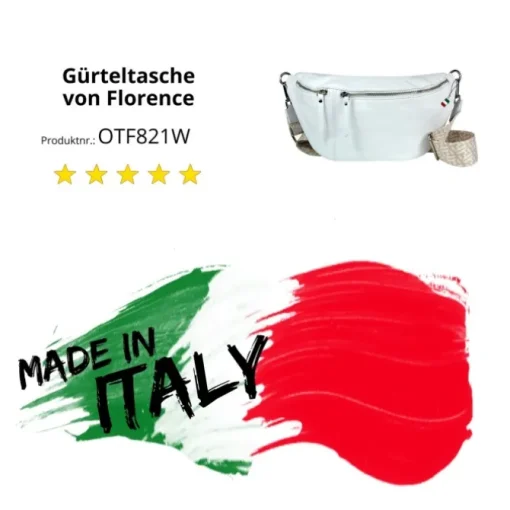 Florence Echtleder Gürteltasche Damen extra groß weiß Bauchtasche Jugend OTF821W