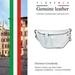Florence Echtleder Gürteltasche extra groß Damen weiß Bauchtasche Jugend OTF820W