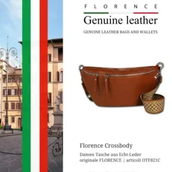 Florence Echtleder Gürteltasche Damen extra groß hellbraun Bauchtasche Jugend OTF821C