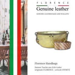 Florence Echtleder Gürteltasche Damen gold metallic Bauchtasche Jugend OTF807Z