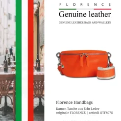 Florence Echtleder Gürteltasche Damen orange Bauchtasche Jugend OTF807O