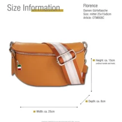 Florence Echtleder Gürteltasche Damen tan Bauchtasche Brusttasche Jugend OTM808C