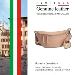 Florence Echtleder Gürteltasche Damen extra groß rosa Bauchtasche Jugend OTF821A