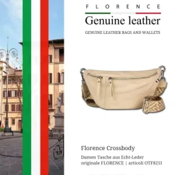 Florence Echtleder Gürteltasche Damen extra groß beige Bauchtasche Jugend OTF821I