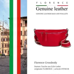 Florence Echtleder Gürteltasche Damen extra groß rot Bauchtasche Jugend OTF821R
