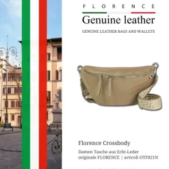 Florence Echtleder Gürteltasche Damen extra groß taupe Bauchtasche Jugend OTF821N