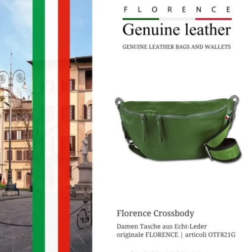 Florence Echtleder Gürteltasche Damen extra groß grün Bauchtasche Jugend OTF821G