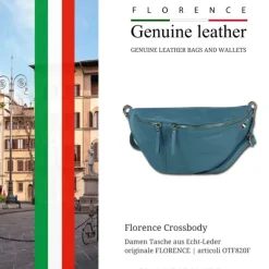 Florence Echtleder Gürteltasche extra groß Damen jeansblau Bauchtasche Jugend OTF820F