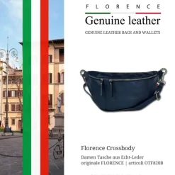 Florence Echtleder Gürteltasche extra groß Damen blau Bauchtasche Jugend OTF820B