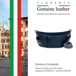 Florence Echtleder Gürteltasche Damen extra groß blau Bauchtasche Jugend OTF821B