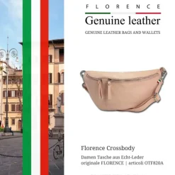 Florence Echtleder Gürteltasche extra groß Damen rosa Bauchtasche Jugend OTF820A