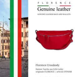 Florence Echtleder Gürteltasche extra groß Damen rot Bauchtasche Jugend OTF820R
