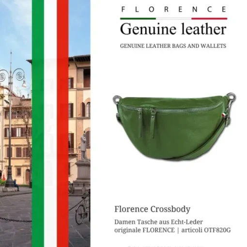 Florence Echtleder Gürteltasche extra groß Damen grün Bauchtasche Jugend OTF820G