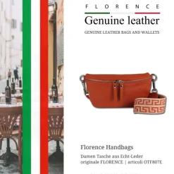 Florence Echtleder Gürteltasche Damen papaya orange Bauchtasche Jugend OTF807E