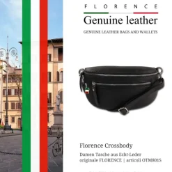 Florence Echtleder Gürteltasche Damen schwarz Bauchtasche OTM801S