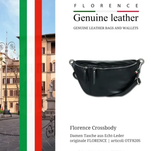 Florence Echtleder Gürteltasche extra groß Damen schwarz Bauchtasche Jugend OTF820S