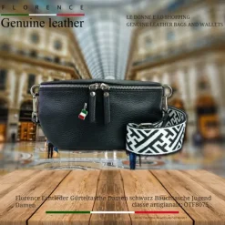 Florence Echtleder Gürteltasche Damen schwarz Bauchtasche Jugend Damen OTF807S
