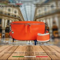 Florence Echtleder Gürteltasche Damen orange Bauchtasche Jugend OTF807O