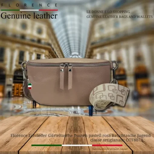 Florence Echtleder Gürteltasche Damen pastell rosa Bauchtasche Jugend OTF807A