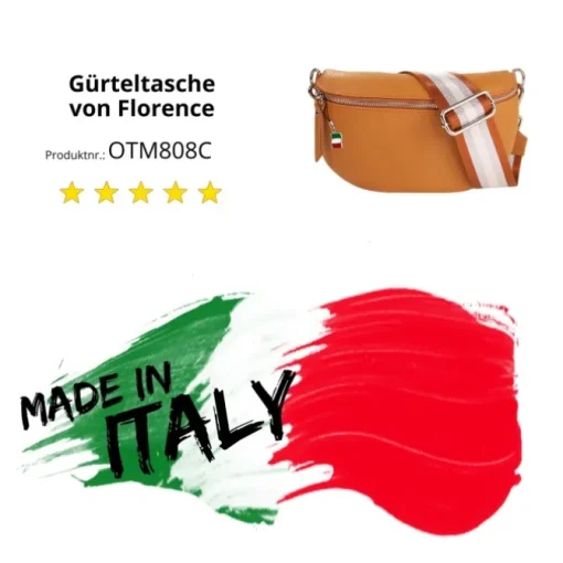 Florence Echtleder Gürteltasche Damen tan Bauchtasche Brusttasche Jugend OTM808C