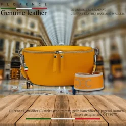Florence Echtleder Gürteltasche Damen gelb Bauchtasche Jugend Damen OTF807Y