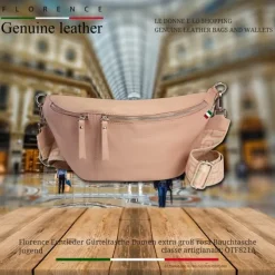 Florence Echtleder Gürteltasche Damen extra groß rosa Bauchtasche Jugend OTF821A