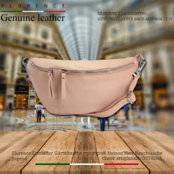Florence Echtleder Gürteltasche extra groß Damen rosa Bauchtasche Jugend OTF820A