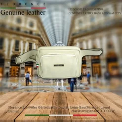 Florence Echtleder Gürteltasche Damen beige Bauchtasche Jugend Damen OTF142W