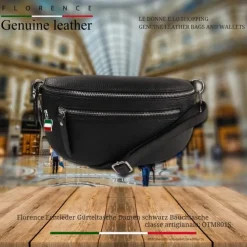 Florence Echtleder Gürteltasche Damen schwarz Bauchtasche OTM801S
