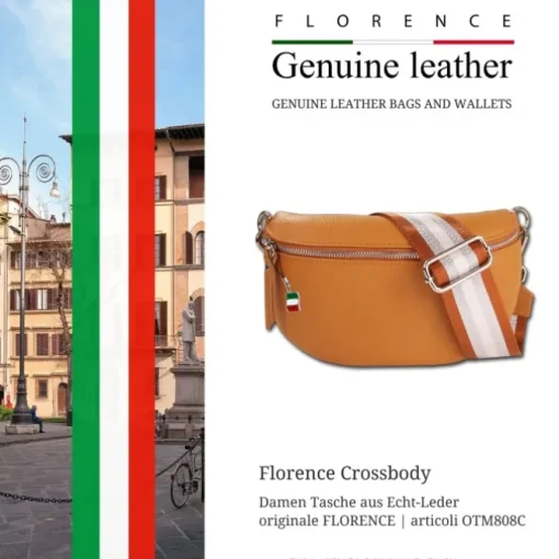 Florence Echtleder Gürteltasche Damen tan Bauchtasche Brusttasche Jugend OTM808C